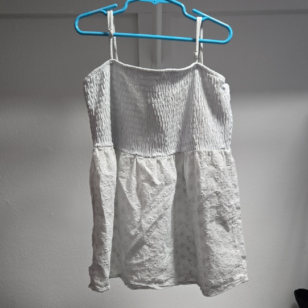 White Smocked Tank Top